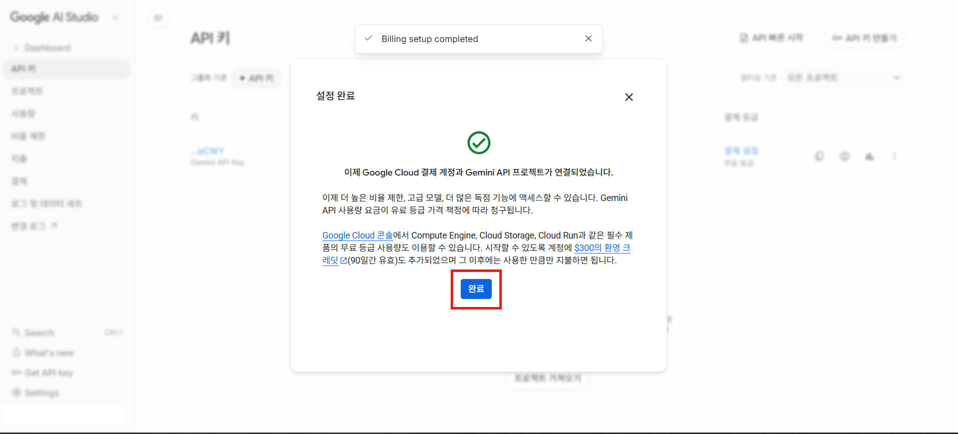 크레딧 확인
